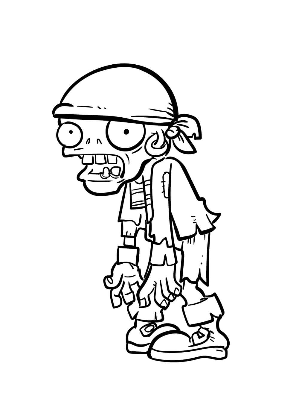 Dibujo de Pirata Zombi en Plants Vs Zombie para Colorear