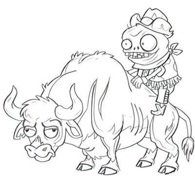 Dibujo de Toro Zombi en Plants Vs Zombies para Colorear
