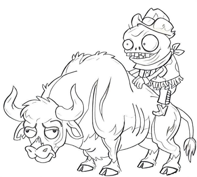 Dibujo de Toro Zombi en Plants Vs Zombies para Colorear
