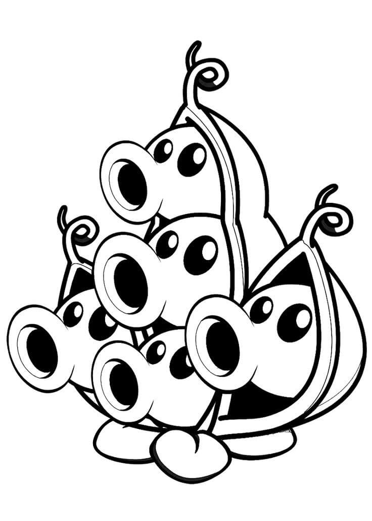 Dibujo de Vaina de Guisantes en Plants Vs Zombies para Colorear