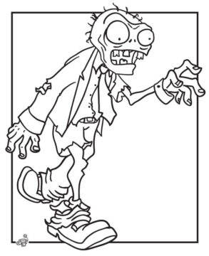 Dibujo de Zombi Andante en Plants Vs Zombies para Colorear