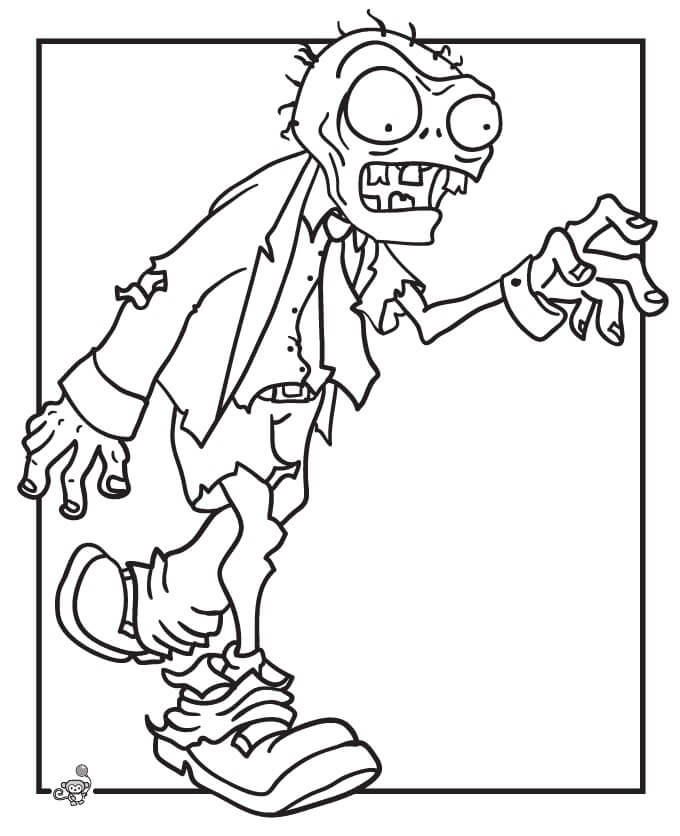 Dibujo de Zombi Andante en Plants Vs Zombies para Colorear