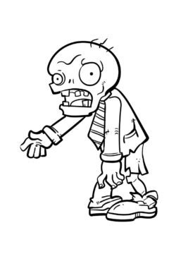 Dibujo de Zombi básico en Plants Vs Zombies para Colorear