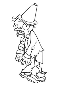 Dibujo de Zombi Cabeza Conica en Plants Vs Zombies para Colorear