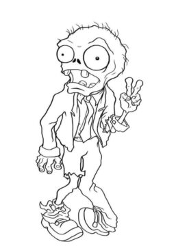 Dibujo de Zombi Divertido en Plants Vs Zombies para Colorear