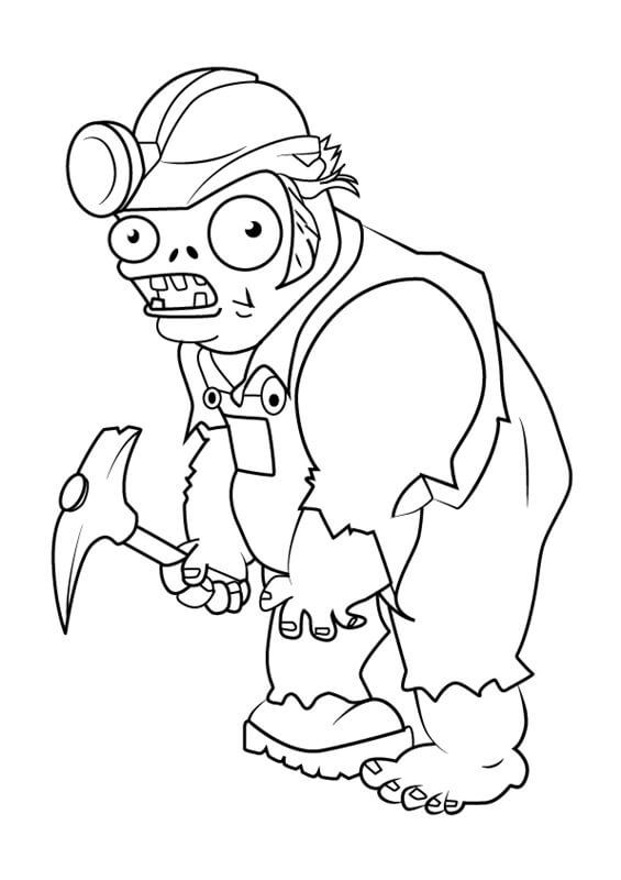 Dibujo de Zombi Excavador de Plants Vs Zombies para Colorear