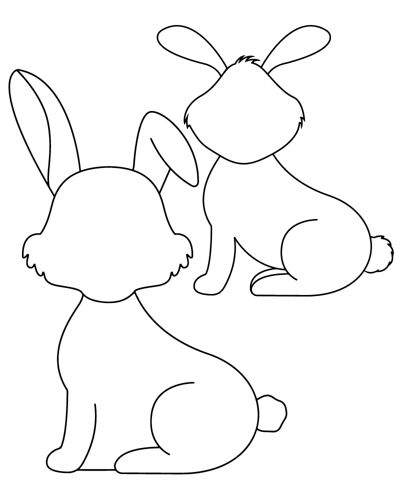 Dibujo de Cute Little Two Bunny Templates Coloring Pagepng para Colorear