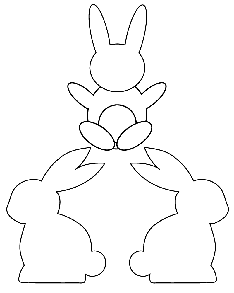 Dibujo de Three Bunny Templates Coloring Pagepng para Colorear