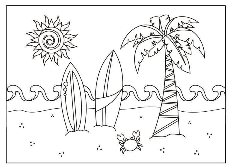 Dibujo de Bonita Playa para Colorear