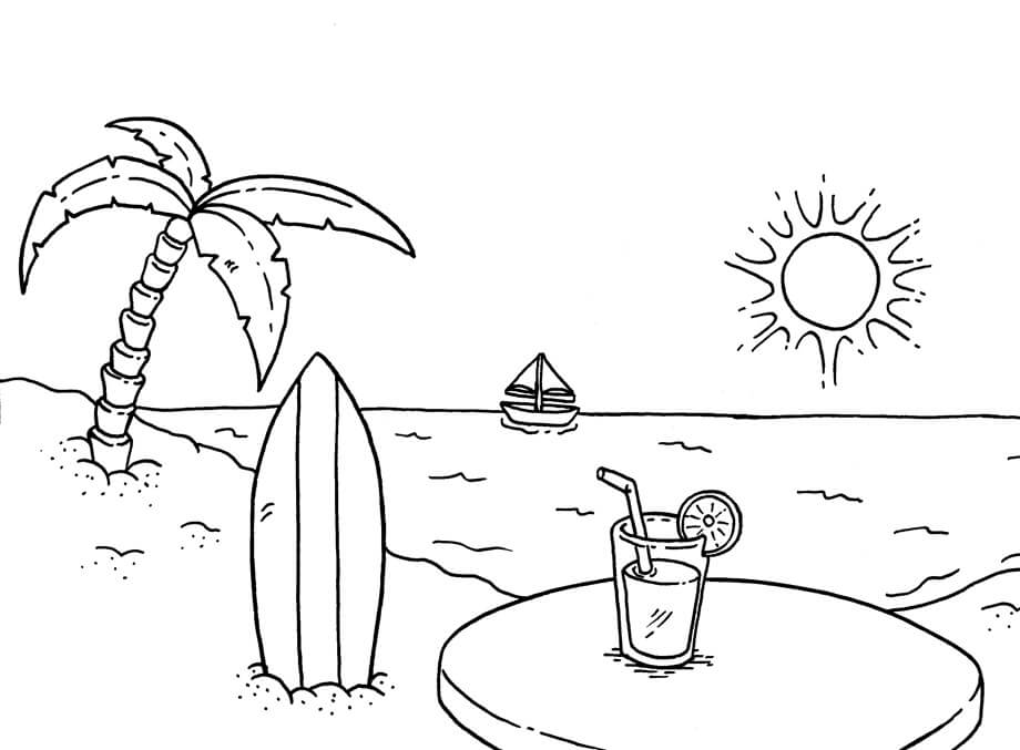 Dibujo de Hermosa Playa para Colorear