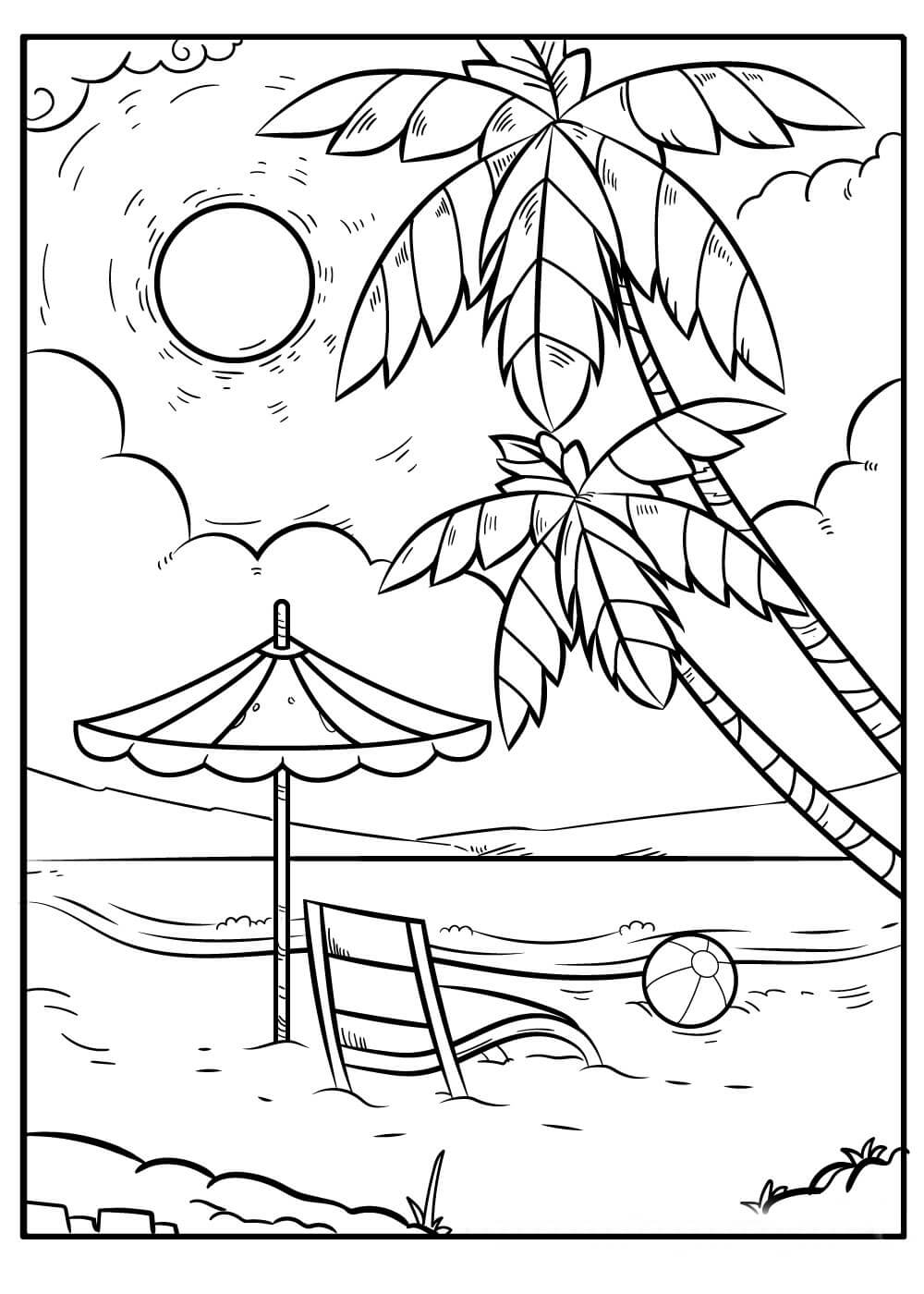 Dibujo de Impresionante Playa para Colorear