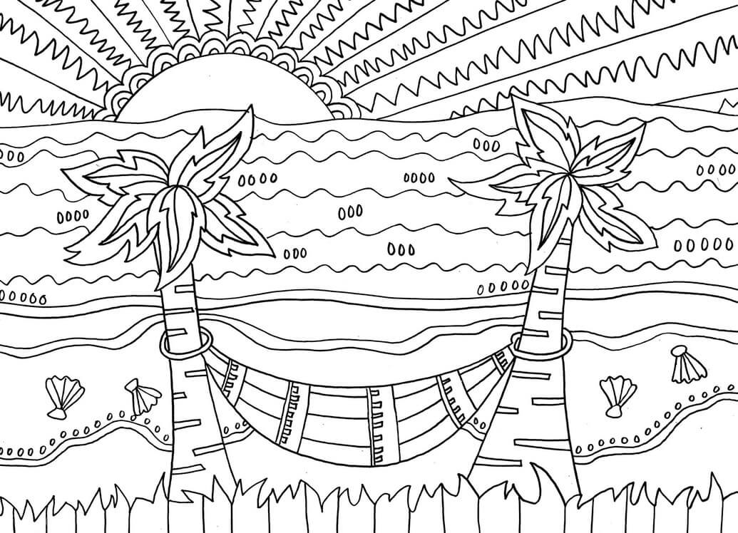 Dibujo de Mandala de Playa para Colorear