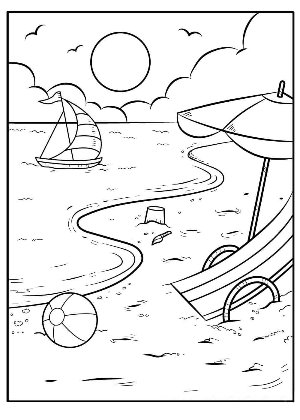 Dibujo de Perfecta Playa para Colorear