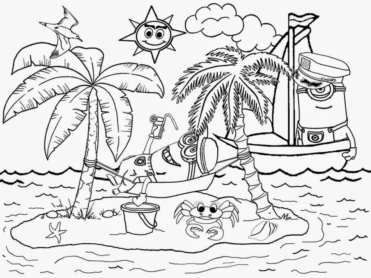 Dibujo de Playa de Dibujos Animados para Colorear