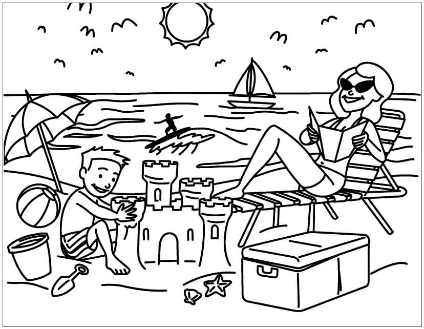 Dibujo de Playa de Lujo para Colorear