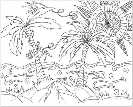 Dibujo de Playa Es para Adultos para Colorear