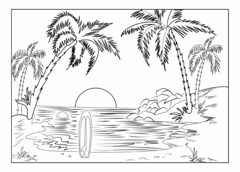 Dibujo de Playa Increible para Colorear