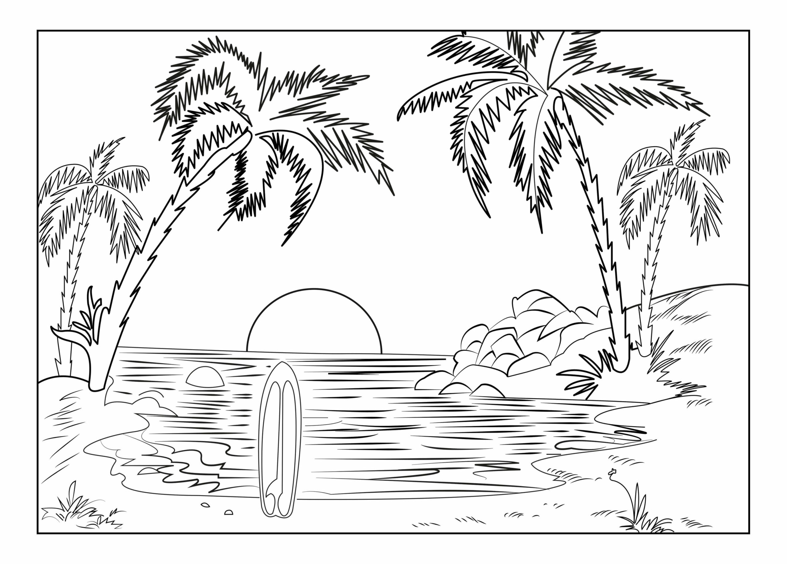 Dibujo de Playa Increible para Colorear