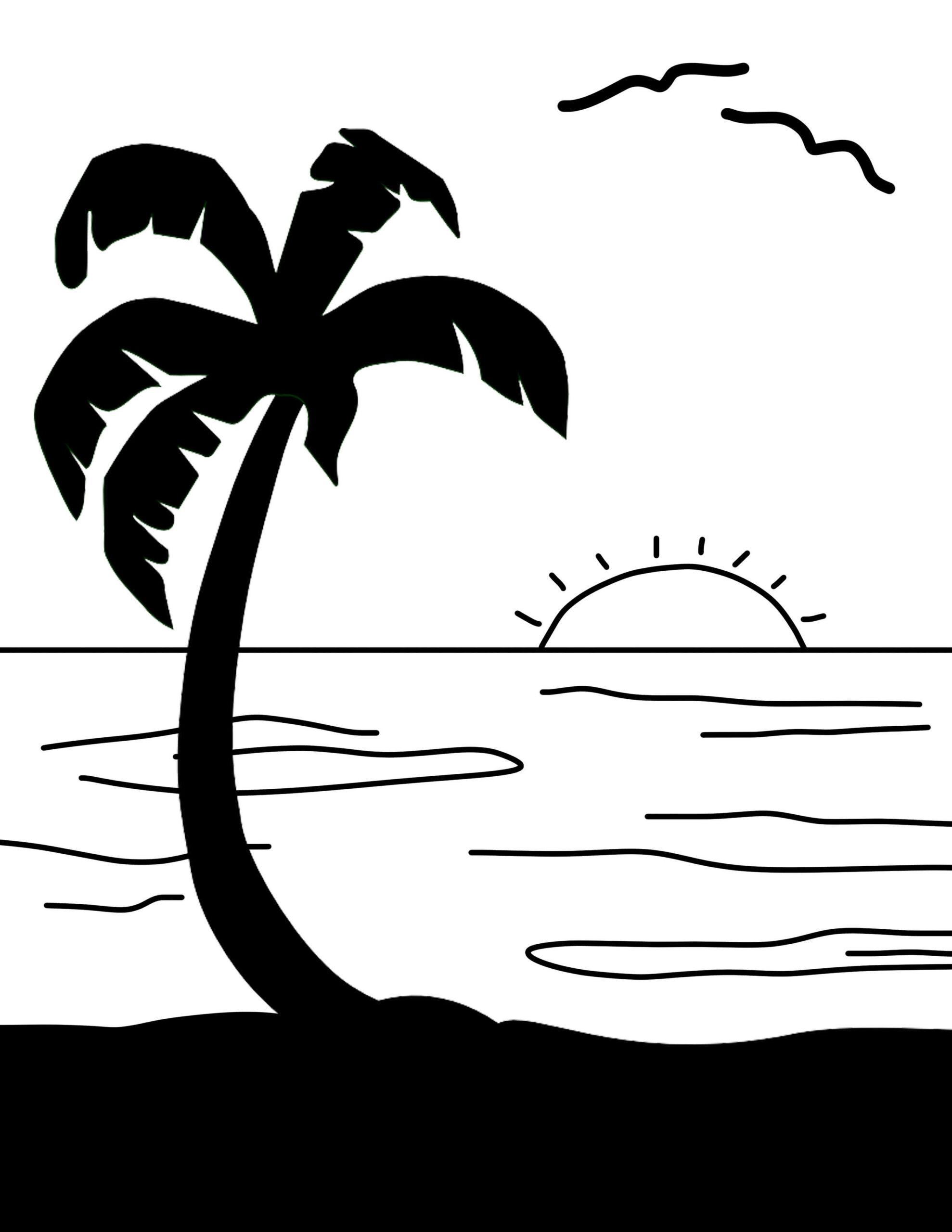 Dibujo de Vector de Playa para Colorear