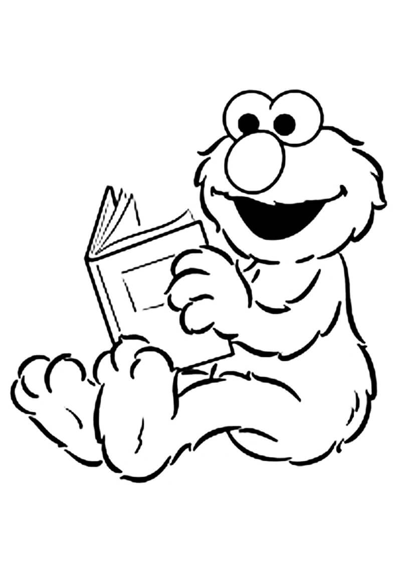 Dibujo de Libro de Lectura de Elmo para Colorear