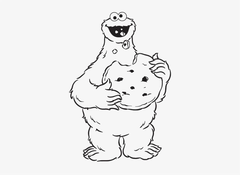 Dibujo de Monstruo de las Galletas Comiendo para Colorear