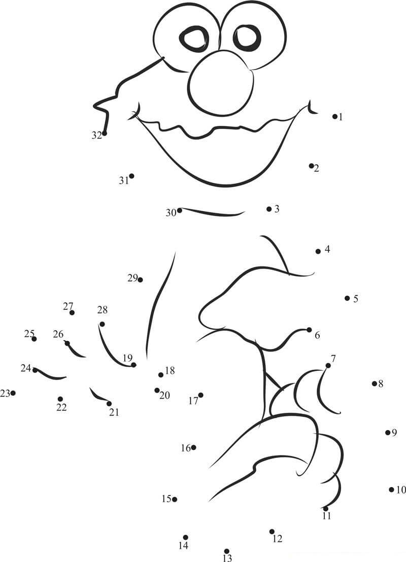 Dibujo de Muppet Punto a Puntos para Colorear