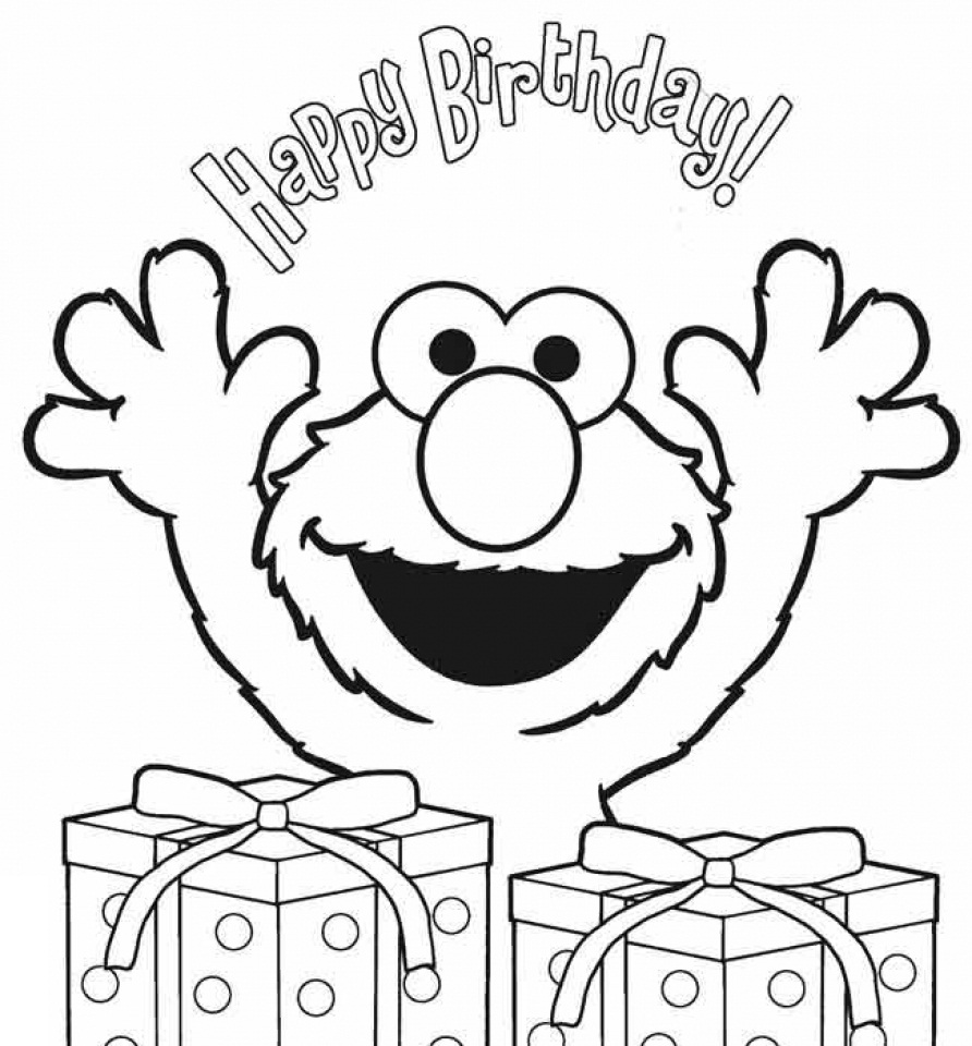 Dibujo de El cumpleaños de Elmo para Colorear