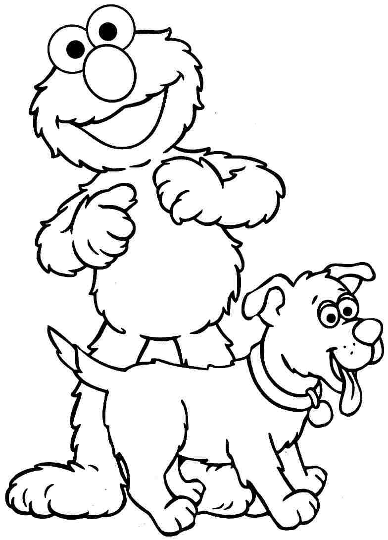 Dibujo de Elmo y un Perro Encantador para Colorear