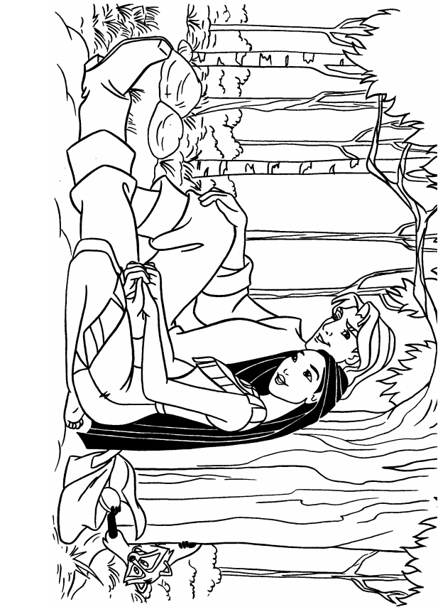 Dibujo de John y Pocahontas para Colorear