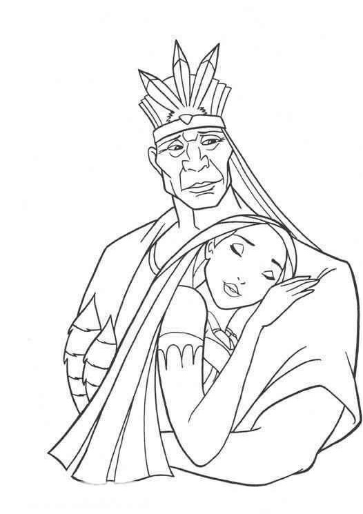 Dibujo de Pocahontas y Su Padre para Colorear