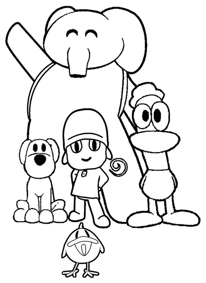 Dibujo de Pocoyó y Amigos para Colorear