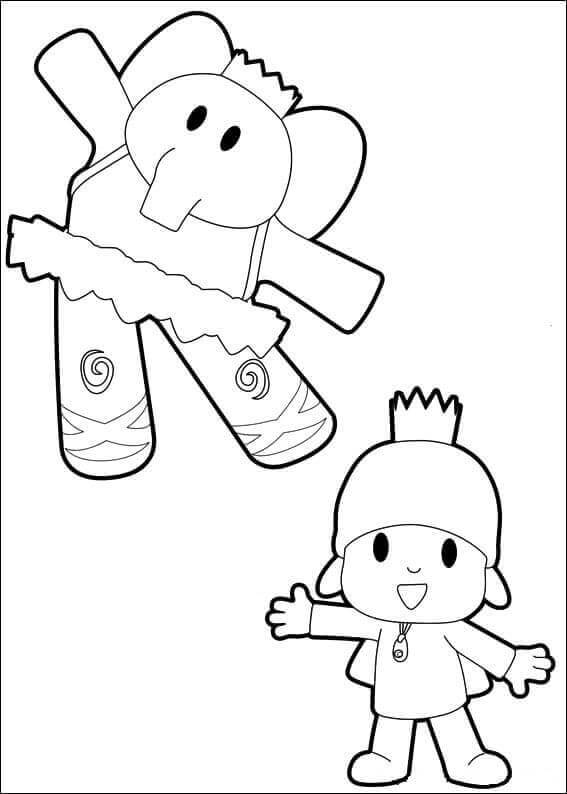 Dibujo de Elly y Pocoyó Bailando para Colorear