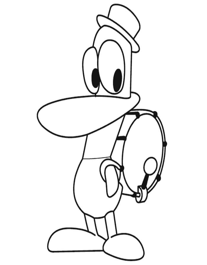 Dibujo de Pato con Tambor para Colorear