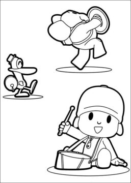 Dibujo de Pocoyó y Amigos Juegan Accesorios para Colorear
