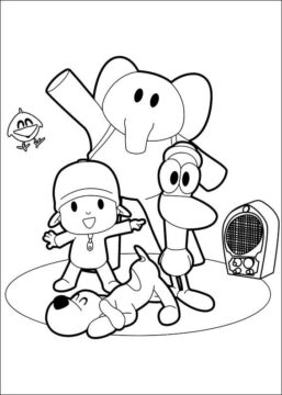 Dibujo de Pocoyó y Amigos Lindos para Colorear