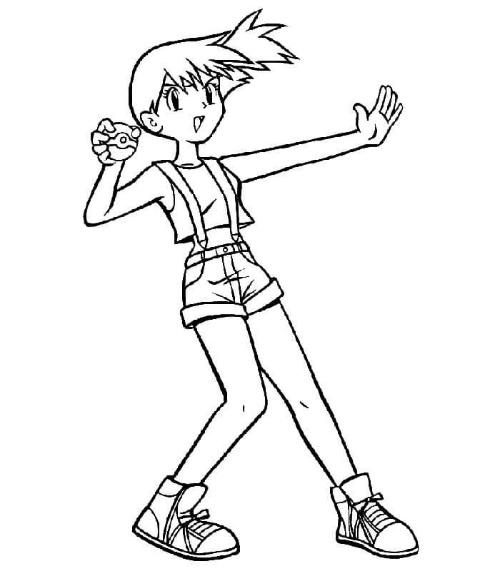 Dibujo de Misty con Pokebola para Colorear