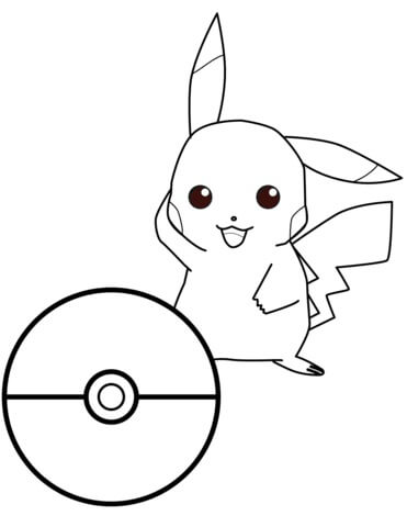 Dibujo de Pikachu y Pokeball para Colorear