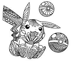 Dibujo de Pikachu y Dos Pokebolas Duras para Colorear