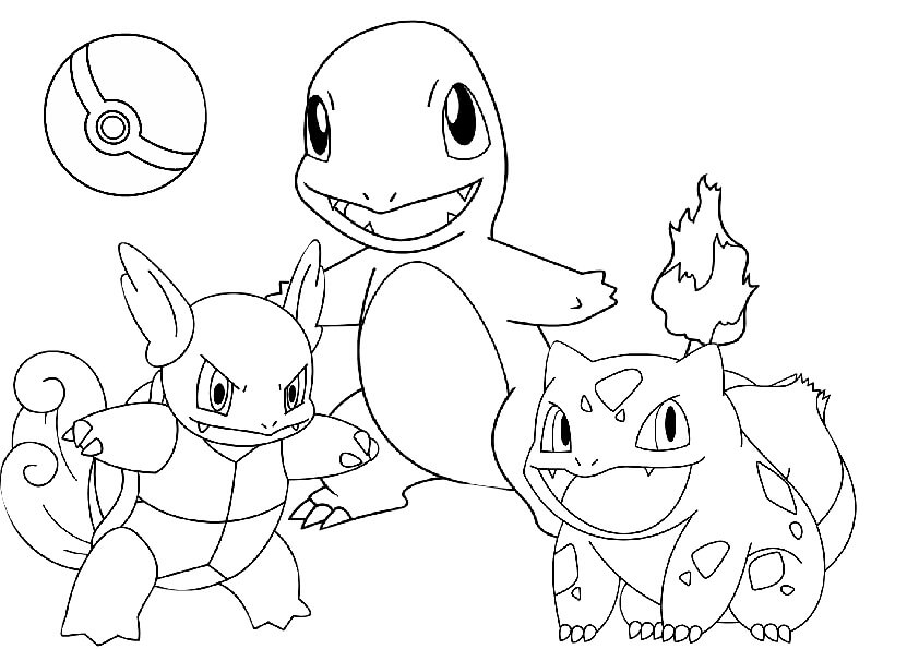 Dibujo de Pokeball y Lindo Pokémon para Colorear