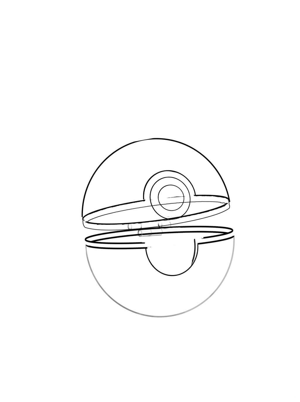 Dibujo de Pokebola Abierta para Colorear