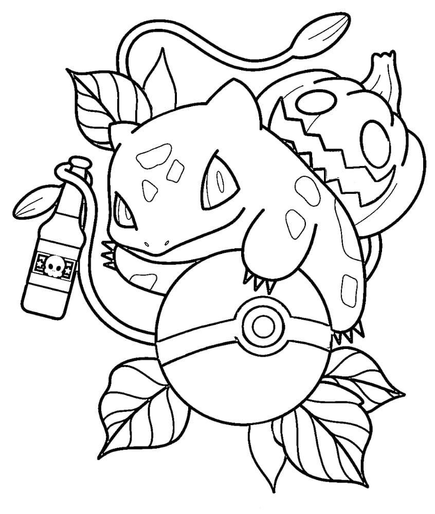 Dibujo de Bulbasaur de Halloween página para Colorear