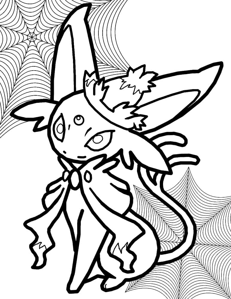 Dibujo de Espeon de Halloween página para Colorear