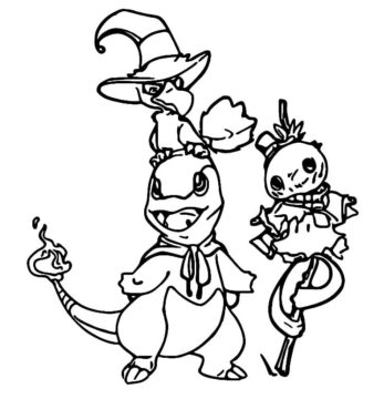 Dibujo de Imprimibles Gratuitos de Pokémon en Halloween página para Colorear