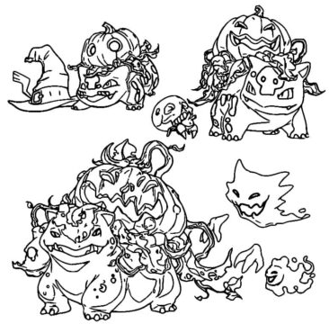Dibujo de Imprimibles de Pokémon en Halloween página para Colorear