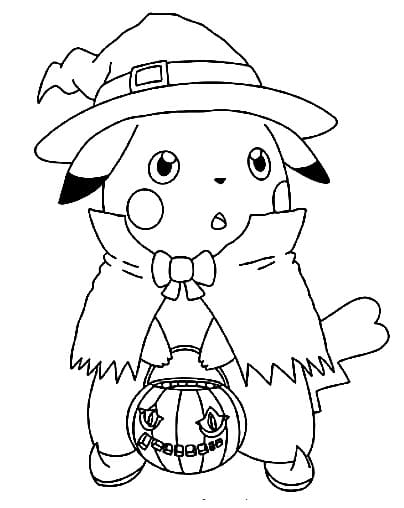 Dibujo de Pikachu Lindo de Halloween página para Colorear