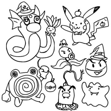 Dibujo de Pokémon Lindos de Halloween página para Colorear