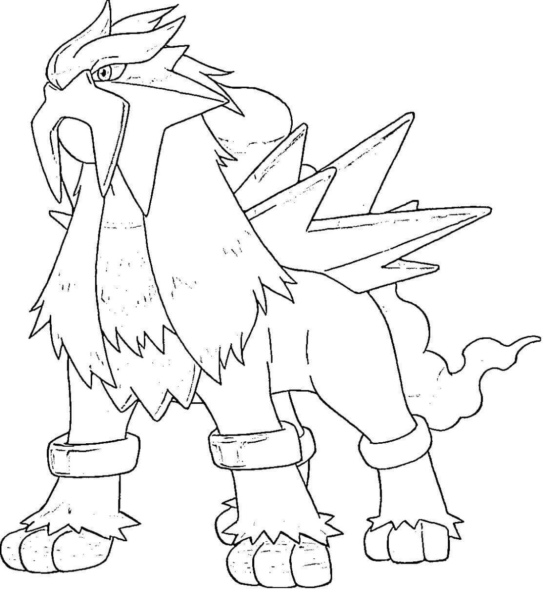 Dibujo de Entei en Pokémon Legendarios para Colorear