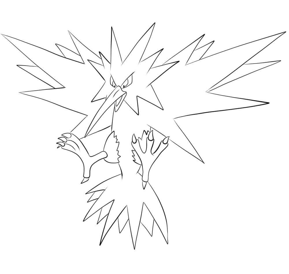 Dibujo de Forma Galariana de Zapdos en Pokémon Legendarios para Colorear