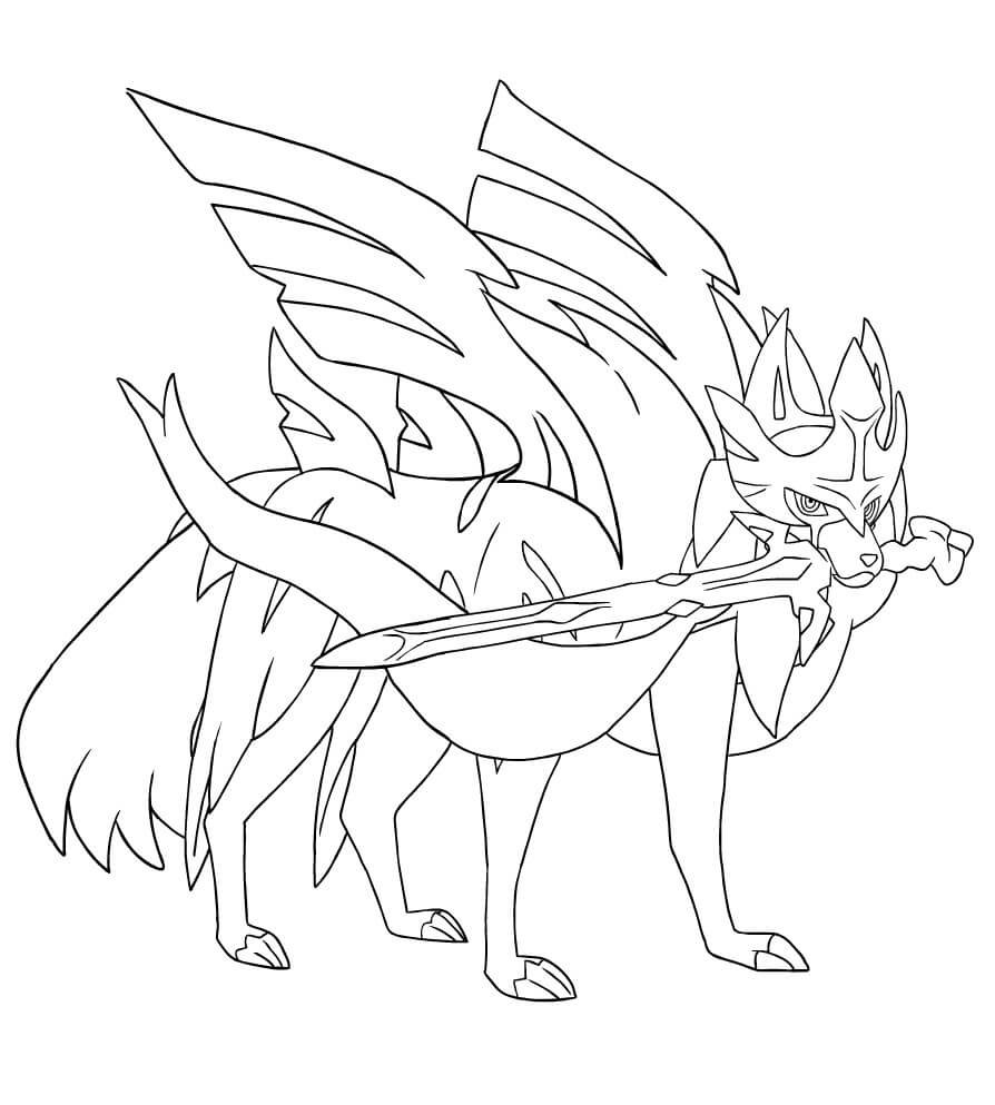 Dibujo de Forma de héroe de Muchas Batallas de Zacian para Colorear
