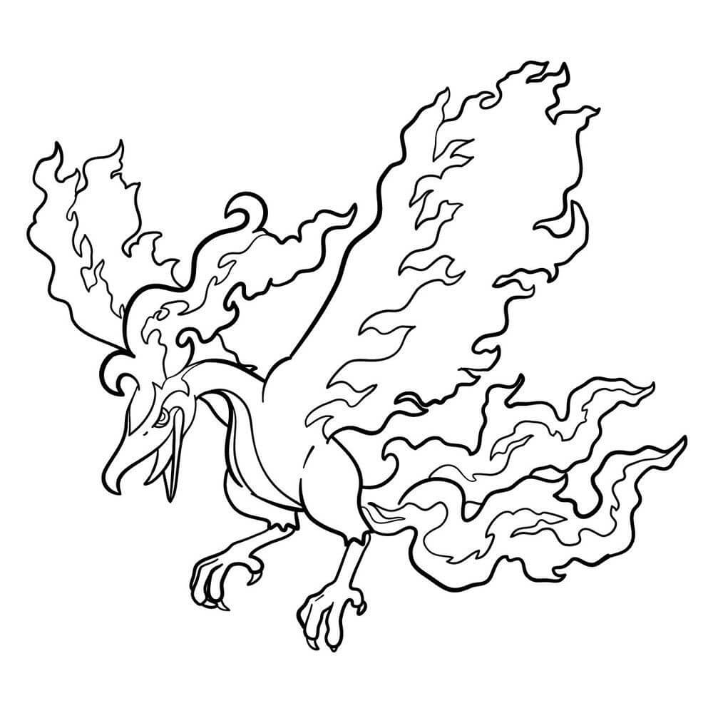 Dibujo de Forma de Moltres Galarian en Pokémon Legendarios para Colorear